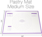 Silicone Pastry Mat Large, Nonstick Rolling Mat with Measurement Markings in Inches and Centimeters, Conversion Charts, BPA Free, Dishwasher Safe, Heat Resistant to 450°F