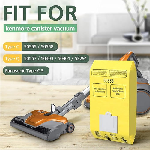 20 Pack Kenmore Canister Vacuum Cleaner Bags Compatible With Type C/Q 5055, 50555, 50557, 50558 and Type C-5, C-18, 53292, 200, 400, 600, 700, 800 Series