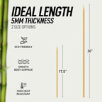 Zulay Kitchen Authentic Bamboo Marshmallow Smores Sticks - 30" Extra Long 5mm Heavy-Duty Bamboo Skewers - Ideal for Grilling & Camping