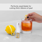 A Bar Above White Handle Stainless Steel Channel Knife, Professional Garnish Peeler for Citrus, Cocktail Zester and Kitchen Tool for Chefs, Bartenders, and Home Entertaining