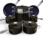 Nuwave Lux 13pc Forged Lightweight Cookware Set PFAS Free, Healthy G10 Duralon Ceramic Coating, Ultra Non-Stick, Stay-Cool Handles, Works on All Cooktops & Induction Ready