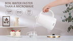 Ceramic Electric Kettle, 1.5L/1200W Boil Water Quickly and Easily with Boil-Dry Protection Auto Shut Off, Detachable Swivel Base, White Relief Carving