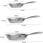 Verel Stainless Steel Frying Pan - 8 Inch Fry Skillet Stainless Steel Pan, Dishwasher and Oven Safe Cookware