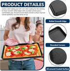 P&P CHEF 16 Inch Baking Cookie Sheet Pan, Carbon Steel Oven Tray, Non Stick Bakeware for Cooking Baking Bread Meat Vegetables, Sturdy & Healthy, Easy Clean, 2Pcs