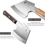 Kitory Meat Cleaver, Heavy Duty Bone Chopper Cleaver Knife, Full -Tang Axes Shape Super thick Blade, Bone Breaker, Butcher’s Kitchen Knife for Meat Cutting, Black Wenge Wood Handle -2025 Gifts