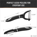BINO Stainless Steel 2-Piece Peeler Set - Dark Grey | 1-Piece Y-Shaped + 1-Piece Swivel l Multifunctional Kitchen Grip Peelers | Fruits & Vegetables Peelers | Hand Peelers | Kitchen & Cooking Prep