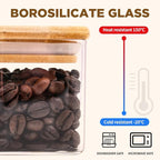 Glass Food Storage Jars Square 8oz, 12 Pack Glass Jars With Bamboo Lids, Kitchen Storage Containers For Spice, Candy, Cookie, Storage For Pantry Organizers