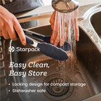 StarPack Premium Silicone Kitchen Tongs 12-Inch - Stainless Steel with Non-Stick Silicone Tips, High Heat Resistant to 600°F, For Cooking, Serving, Grill, BBQ & Salad (Gray Black)
