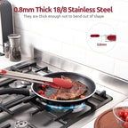 600ºF Heat Resistant Kitchen Tongs: U-Taste 16 inch Extra Long Large Silicone Cooking Tong with Sturdy Non Stick Rubber Tips & Non Slip Silicon Coated 18/8 Stainless Steel Handle for Grilling BBQ(Red)