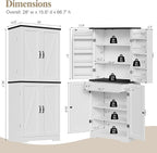 Vongrasig Kitchen Pantry Storage Cabinet with Barn Doors, Drawer and Adjustable Shelves, 6-Tier Tall Rustic Wood Cupboard Locker for Kitchen, Dining Room, Living Room, Bathroom, (White)
