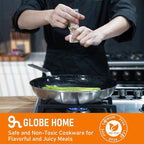 12 Inch Ceramic Non Stick Frying Pans - 5 Ply Stainless Clad Nonstick Skillet, Toxic, PTFE & PFOA FREE, Professional Cookware for Induction, All Stoves and Oven up to 650°F