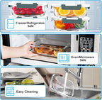 VERONES 5 Pack 36 OZ Glass Meal Prep Containers, Airtight Glass Lunch Containers Set, Glass Food Storage Containers with Lids,Exclusive of BPA, for Microwave, Oven, Freezer & Dishwasher Friendly,Grey