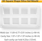 OCPO KITCHEN Cube Silicone Mold for Baking Mousse Cake, French Dessert, Pastry, Chocolate, Brownie, Ice Cream, Pudding, Ice Mold, 3D Cube Shape (8-Cavity)
