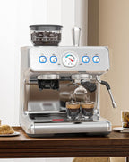 COWSAR Commercial Espresso Machine 15 Bar, Semi-Automatic Espresso Maker with Bean Grinder & Milk Frother Steam Wand, Removable Water Reservoir, Self-Cleaning, Ideal for Cappuccino, Stainless Steel