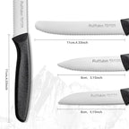 Vegetable and fruit knife set of six, high carbon stainless steel paring knife with ergonomic PP plastic handle, sharp, super sharp kitchen knife set.