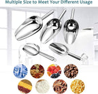 E-far 6 Ounce Ice Scoop Set of 2, Small Stainless Steel Scoops for Ice Cube/Candy/Flour/Sugar, Metal Utility Scoops for Canisters, Baking, Kitchen Pantry, Rust Free & Dishwasher Safe