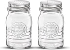 Bormioli Rocco Officina 1825 Salt And Pepper Shaker, Set Of 2, Clear, 8 Oz. Stain Resistant, Durable Glass Jars, Dishwasher Safe.