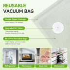 Vacuum Sealer Bags, 40 Reusable Vacuum Sealer Bags for Food Storage, BPA-Free, Meal Prep and Sous Vide Cooking,Works for Handheld Sealer and Vac Sealer Machine with External Vacuum Systems
