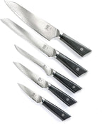 Mercer Culinary Premium Grade Super Steel 6-Piece Knife Set with Glass/Wood Block Stand, G10 Handles