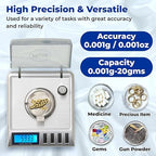AWS Gemini-20 Milligram Scale 20g x 0.001g–Digital Jewelry/Lab Scale for Powder, Gold, Gems – Includes Calibration Weights, Tweezers & Tray–Tare, Cal, 6 Units (Gemini - 20 - Silver)