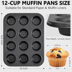 4 Pack Muffin Pan for Baking, Standard Cupcake Pan with 200 Natural Cupcake Liners, Muffin Tin Nonstick 12 Cup, Carbon Steel Muffin Cupcake Tary Baking Supplies