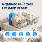 Simple Trending 8 Pack Large Wire Baskets for Organization, Metal Pantry Storage Baskets for Cabinet, Kitchen, Garage, Bathroom, Black