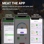 Smart Meat Thermometer 656FT Remote Range Digital Cooking Food Thermometer with Cordless Probe Real-Time Readings from Apps IP68 Waterproof for BBQ, Oven, Grill, Smoker, Air Fryer, Kitchen