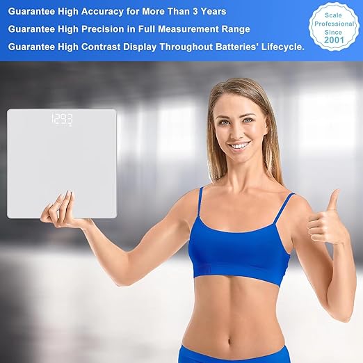 Homebuds Digital Bathroom Scale for Body Weight, Weighing Professional Since 2001, Crystal Clear LED and Step-on, Batteries Included, 400lb/182kg, Silver