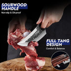 3PCS Butcher Knife Set, Hand Forged Serbian Chef Knives & Meat Cleaver & Viking Knives, Meat Cutting Kitchen Knife Set for Home, Outdoor Cooking, Camping BBQ Gift Idea Men