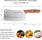 KOFERY Heavy-Duty 7-Inch Meat Cleaver Knife for Bones and Meat - High Carbon Stainless Steel Butcher Knife with Wooden Handle - Lightweight Full-Tang Chinese Cleaver for Powerful Cutting