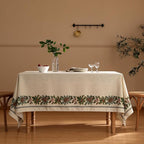 ISAENNE Designer Christmas Linen Rectangular Tablecloth,Light Beige Western Elegant Table Cloth,Wrinkle Resistant Decor Tablecloths for Dining Thanksgiving Kitchen Christmas,55"*87"-Carol G