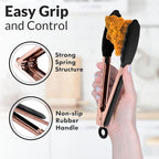 Zulay Stainless Steel Kitchen Tongs with Silicone Tips - Set of 2 (9” & 12”) Locking Cooking Tongs with Non-Slip Grip - Heat Resistant, BBQ Food Tongs for Non-Stick Cooking Pans (Rose Gold/Black)