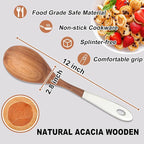 2 Pcs Large Wooden Spoons for Cooking Serving Spoon Set 12 inch Long Big Mixing Spoon for Baking Cooking Spatula Unique Acacia Wood Utensils Ladle Teak Kitchen Tools Cooking Stirring Spoons