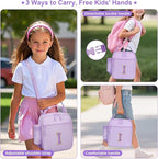 Initial Insulated Lunch Bag for Girls Kids, Back to School Gift, Reusable Leak-proof Lunch Box with Adjustable Strap for School Daycare Travel Picnic (Purple,I)