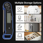 Lonicera Digital Meat Thermometer for Food Cooking. Instant Read Within 1 Sec and ±0.9℉Accuracy with Thermocouple Sensor. IP67 Waterproof, Auto-Rotating Display, Auto Wake up (Blueberry)
