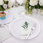 bUCLA 150-Piece Silver Disposable Dinnerware Set - White Plastic Plates with Silver Rim - Include 25 Dinner Plates, 25 Dessert Plates, 25 Forks, 25 Knives, 25 Spoons & 25 Cups for Party & Christmas