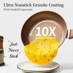 Innwewell Non Stick Frying Pan - Granite Stone Non Stick Skillet, Safe&No Toxic Pans for Cooking, Large Nonstick Cookware Chef's Pan, Induction Compatible, PFOA Free(11inch, Gold)