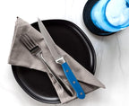 DURA LIVING Premium 8-Piece Steak Knife Set – Sharp Serrated Blades, Forged High Carbon Stainless Steel, Full Tang, Ergonomic Handle, Royal Blue – Ideal for Dining & Entertaining