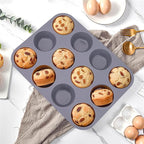 3 Pack 12 Cups Silicone Muffin Pan,Nonstick Regular Silicone Cupcake Pan, For Making Muffin Cakes, Tart and Bread