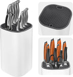 Fohil Knife Block without Knives, Universal Knife Block, Detachable Knife Holder, Space Saver Knife Storage Holder with Scissors Slot, Sharpening Bar Slot, Kitchen Knife Holder White