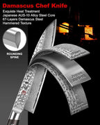 Japanese Chef Knife Kitchen Knife with 67 Layers Damascus Steel AUS-10 Core, Professional Damascus Knife with Full-Tang Ebony Wood Handle and Premium Gift Box(8.27 Inch Kiritsuke Knife)