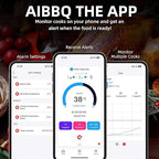 Wireless Smart Meat Thermometer with Bluetooth | Long Range | Measures Internal & Ambient Temp | for BBQ, Oven, Grill, Kitchen, Smoker, Rotisserie (Jet Black)