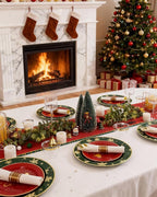 Goodluck 350 Piece Christmas Plates Sets for 50 Guests, Christmas Tableware Disposable for Party, Include 100Plates, 50Pack Pre Rolled Napkins with Silverware, 50Cups for Party, Wedding, Graduation