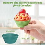 54 Pack Silicone Muffin Cups, Selizo Silicone Cupcake Baking Cups Reusable Muffin Liners Cupcake Wrapper Cups Holders for Muffins, Cupcakes, and Candies (Navy, Gray Blue, Green, White)