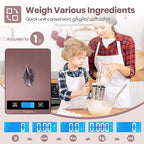 Digital Kitchen Scale - Precision Food Scale for Cooking & Baking (1g/0.05oz Accuracy) - Waterproof Stainless Steel with LCD Display, Batteries Included - Weight in Grams & oz (Rose Gold)