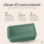 Ceramic Coated Glass Food Storage Container | No PTFE, PFOA, PFAS, and BPA | Reusable Non Toxic Meal Prep Container with Glass Lid | Easy To Store | 6 Piece Food Prep [Pine]