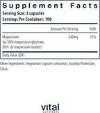 Vital Nutrients Magnesium Glycinate + Malate | 120mg Vegan Magnesium Supplement for Women and Men | Muscle, Heart, Bone Support* | Promotes Relaxation | Gluten, Dairy and Soy Free | 200 Capsules