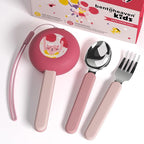 Bentoheaven Kids Travel Utensils with Case, Food-Grade Stainless Steel & BPA-Free Plastic, Travel Kid Cutlery Set, Dishwasher Safe Fork, Spoon & Case, Reusable Flatware, Silverware for Kids (Cats)