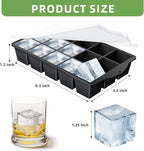 FANYITY Silicone Ice Cube Trays 2-Pack with Locks lids,Easy Release Ice Molds for Freezer,Perfect for Cocktails, Whiskey, Coffee