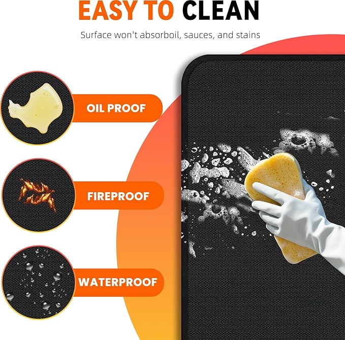 60x40 inch Under Grill Mat for Outdoor BBQ, Extra Large Fireproof Deck Protector Pad, Waterproof Oil-Proof Patio Lawn Mat for Grill, Fireplace & Fire Pit